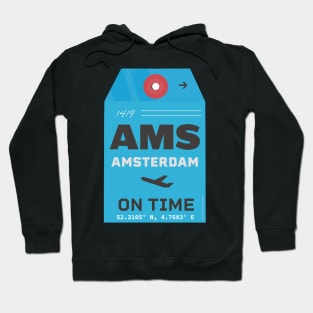 AMS Amsterdam luggage tag style blue Hoodie